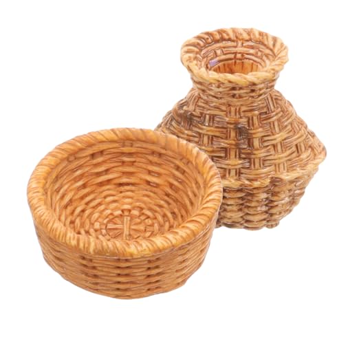 LRXIYODE 1 Satz Puppenhausdekoration bisschen ad blie Dollhouse Accessories Dollhouse Furniture Decor Puppenhausminiaturen Gewebte Kleiner Korb Puppenhausmöbel Miniatur Plastik Light Brown von LRXIYODE