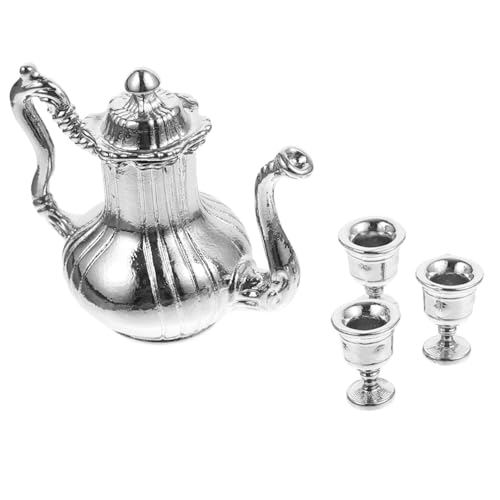 LRXIYODE 1 Satz Satz Miniatur-Dinge wohnaccessoires sammlerstücke Tea Sets teekannen Tee+Set teekerzen Mini-Teetassen Mini-Küchenzubehör Rollenspielzubehör Miniaturutensilien Metall Silver von LRXIYODE