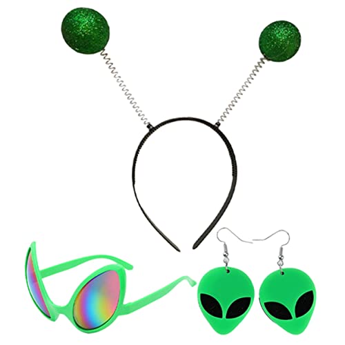 LRXIYODE 1 Satz Set Halloween-Alien-Brille Festivals Alien-Party-Brille Zubehör LED Halloween Stirnbänder Halloween-Haarband-Dekoration Party-Anzieh-Requisiten Cosplay-Brille Plastik Grün von LRXIYODE