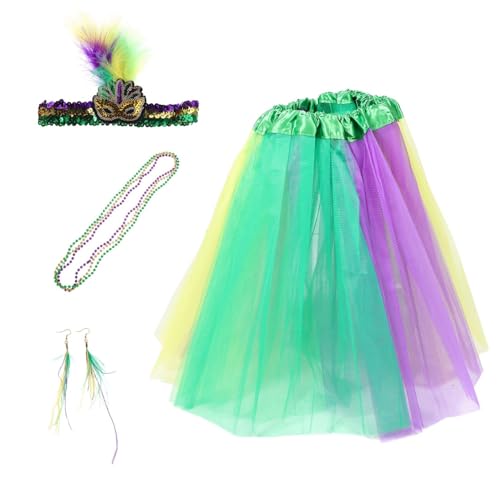 LRXIYODE 1 Set Karneval-party-kostüm, Karneval-stirnband, Pailletten-kopfschmuck, Karneval-tutu-rock, Ohrringe Und Perlenkette, Cosplay-party-outfit LRXIYODE 1 Set Karneval-party-kostüm, Karneval-stirnband, Pailletten-kopfschmuck, Karneval-tutu-rock, Ohrringe Und Perlenkette, Cosplay-party-outfit von LRXIYODE