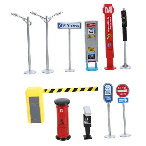 LRXIYODE 1 Set Miniatur Transportmittel Außenteppich Konstruktionsspielzeug Gleisaufkleber Verkehrsschild Dickie Ampel Signalschild Modellfahrzeuge Schilder Spielfahrmatten Kunststoff von LRXIYODE