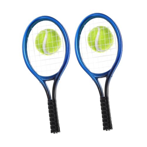 LRXIYODE 1 Set Puppenhaus Tennis Mini Puppe Zubehör Tennis Requisiten Tennis Schläger Dekorative Requisiten Schläger Decor Blau Kunststoff von LRXIYODE