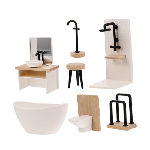LRXIYODE 1 Set Realistisches Puppenhaus-Badezimmer-Set, Miniaturmöbel Für Puppenhaus-Dekoration Und, Puppenhaus-möbel, Puppenhaus-zubehör LRXIYODE 1 Set Realistisches Puppenhaus-Badezimmer-Set, Miniaturmöbel Für Puppenhaus-Dekoration Und, Puppenhaus-möbel, Puppenhaus-zubehör von LRXIYODE