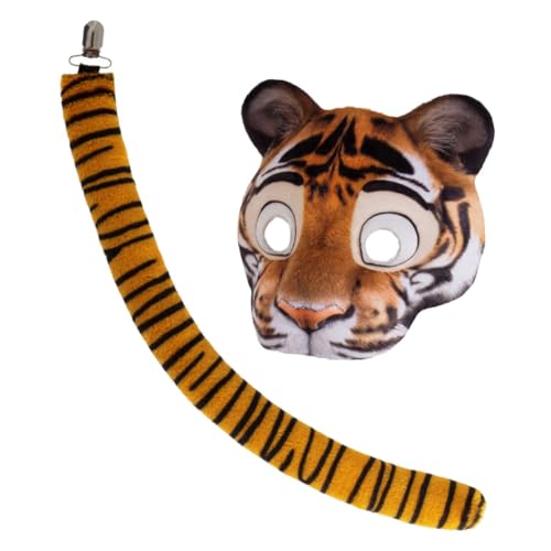 LRXIYODE 1 Set Tigermaske Und Schwanzset: Tier-cosplay Für Halloween, Karneval Und Verkleidungspartys – Mit Elastischem Riemen Für Damen LRXIYODE 1 Set Tigermaske Und Schwanzset: Tier-cosplay Für Halloween, Karneval Und Verkleidungspartys – Mit Elastischem Riemen Für Damen von LRXIYODE