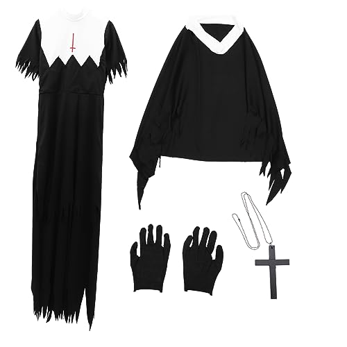 LRXIYODE 1 Stück Halloween Zombie Nonnenkostüm für Erwachsene Gruselige Partyuniform für Halloween Dekoration und Kostümpartys LRXIYODE 1 Stück Halloween Zombie Nonnenkostüm für Erwachsene Gruselige Partyuniform für Halloween Dekoration und Kostümpartys von LRXIYODE