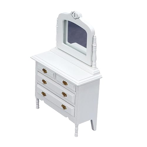 LRXIYODE 1 Stück Kommode Modell holzmöbel puppenstubenmöbel puppenhauszubehör Dollhouse Furniture Bausätze Miniaturen Träger minikühlschrank Kleiner Schminktisch Miniaturmöbel hölzern Weiß von LRXIYODE