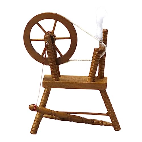LRXIYODE 1 Stück Mini Möbel Ornament aus Holz Vintage Handspindel Modell für Puppenhaus Dekoration Kreatives und Leichtes Möbelmodell für Miniaturhäuser und Raumboxen von LRXIYODE