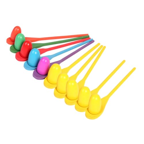 LRXIYODE 10 Sätze Holz Eierlauf mit Löffel in Bunten Farben Leichtes Outdoor für Gleichgewichtstraining Geeignet für Kindergeburtstag Picknick und Sensorische Integration von LRXIYODE