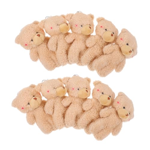 LRXIYODE 10 Stück Bär Schlüsselanhänger Minibär Bulk Winziger Plüschbär Kleine Bärenpuppe Winzige Bären Mini Plüschbär Ornament Minibär Plüsch Minibären Plüschtier Pp Baumwolle Hellbraun von LRXIYODE