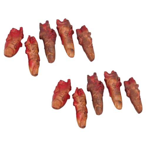 LRXIYODE 10 Stück Halloween Abgetrennte Finger Deko Blutig Gruselig Requisiten für Spukhaus und Halloween Feiern Dunkelrot LRXIYODE 10 Stück Halloween Abgetrennte Finger Deko Blutig Gruselig Requisiten für Spukhaus und Halloween Feiern Dunkelrot von LRXIYODE