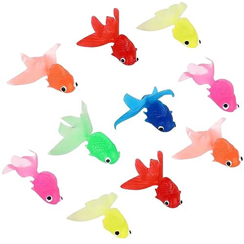 LRXIYODE 10 Stück Künstliche Goldfische für Aquarium Dekoration Umweltfreundliche TPR Material Simulation Tropische Fische Bunte Farben für Fischbecken und Aquarien von LRXIYODE