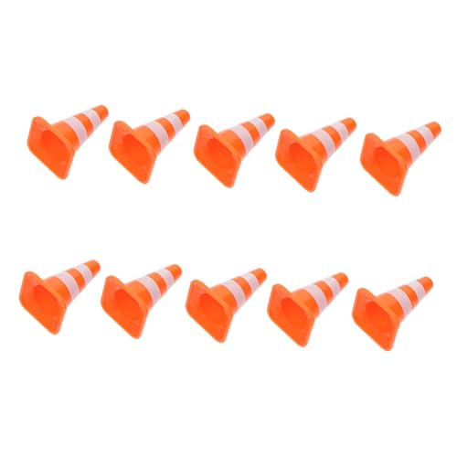 LRXIYODE 10 Stück Sandtischverzierungen kleine Sicherheitskegel Verkehrszeichen kinderspielzeug Lernspielzeug für Verkehrszeichen Simulations-Straßensperren Plastik Orange von LRXIYODE