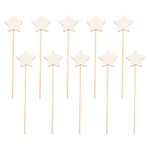 LRXIYODE 10 Stück Teiliges DIY Feenstab für Unbemalte Holzstäbe zum Basteln Sternform Bastelmaterial für Party und Geburtstagsfeiern von LRXIYODE