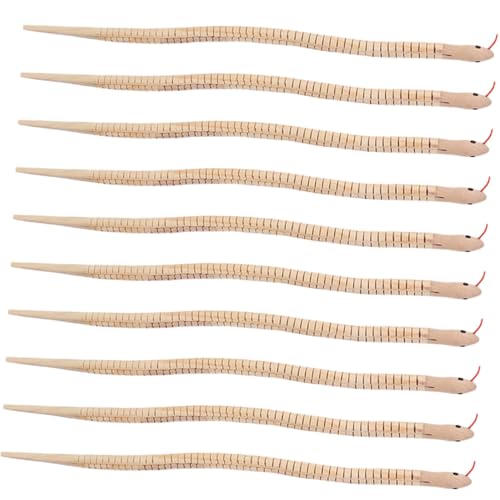 LRXIYODE 10 Stück Teiliges Holzschlangenmodell Naturbelassen Realistische DIY Schlangenspielzeuge Langlebig Wiederverwendbar Kindergeburtstagsdeko Halloween Horror Party Requisiten von LRXIYODE