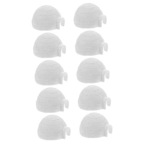 LRXIYODE 10 Stück Teiliges Igloo Figuren aus Kunststoff Realistische Polar und Farmtier Modelle Leichte Mini Iglu Dekoration für Kinderzimmer Indoor Outdoor Bastel und Tischdeko von LRXIYODE