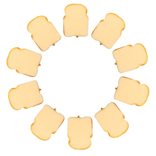 LRXIYODE 10 Stück Teiliges Künstliche Toastscheiben Realistische Detailgetreue Brotnachbildung Vielseitig als Dekoration und Display für Küche Party Schaufenster Lebensmittelechtes von LRXIYODE