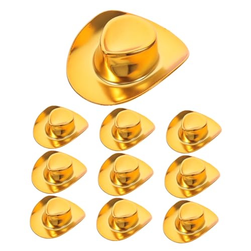 LRXIYODE 10 Stück Teiliges Mini Cowboy Hüte Glitzernde Western Puppenhüte für DIY Doll Accessoires Geburtstagsfeier Dekoration Kleiner Gelber Cowboyhut für Vielseitiges Verkleidungsspiel von LRXIYODE