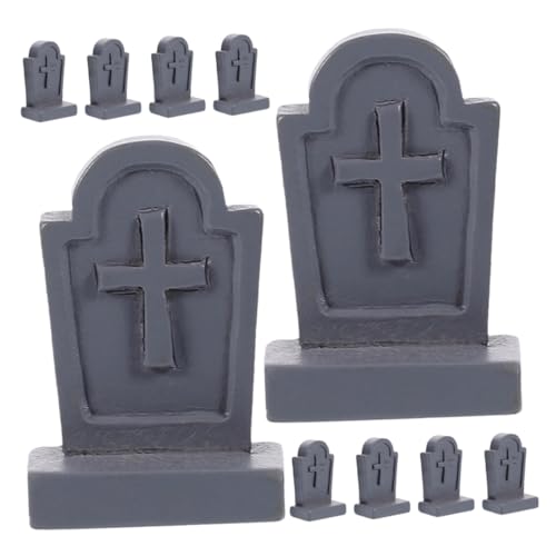 LRXIYODE 10 Stück Teiliges Mini Grabstein aus Resin Handgefertigte Miniatur Sarg Dekorationen für Halloween Mikro Landschaft Friedhof Ornament als Puppenhaus Zubehör und Gruselige Party von LRXIYODE