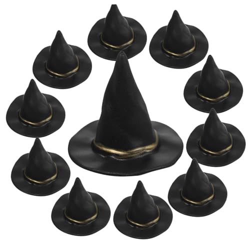 LRXIYODE 10 Stück Teiliges Mini Hexenhut aus Winzige Halloween Deko für Puppenhaus DIY Bastelbedarf Schwebende Miniaturhüte für Party und Wohnungsdekoration von LRXIYODE