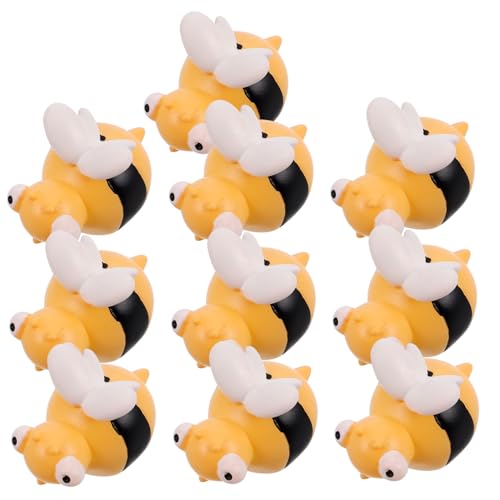 LRXIYODE 10 Stück Teiliges Mini Resin Bienenfigur Handgefertigte Kleine Bienen Miniaturen für Bastelprojekte Fairy Garden Dekoration Kuchenaufsätze und DIY Heimdekor von LRXIYODE