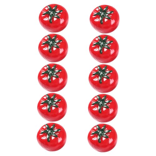 LRXIYODE 10 Stück Teiliges Miniatur Künstliche Tomaten Modelle aus Resin Leicht und Bruchsicher für DIY Deko Fotografie Requisiten Puppenhaus Obstthemen Tischdekoration von LRXIYODE