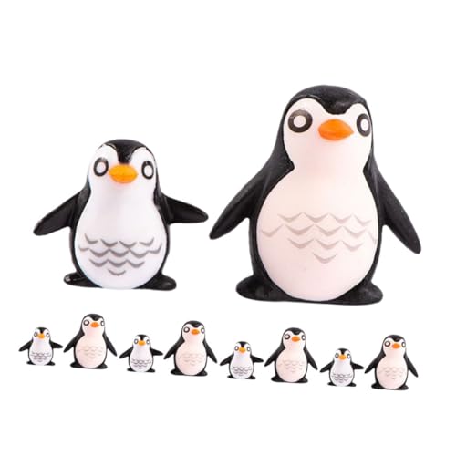 LRXIYODE 10 Stück Teiliges Miniatur Pinguin Resin Figuren Miniatur Tierfiguren für Mikro Landschaft Dekoration Vielseitige Deko für Zuhause Büro Garten Niedliche Polartiere Modelle von LRXIYODE