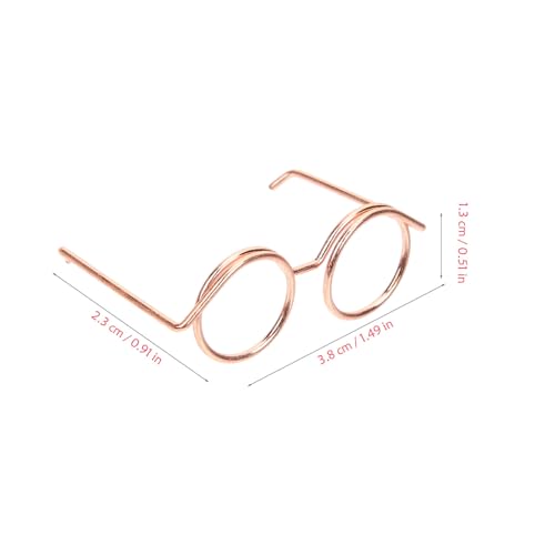 LRXIYODE 10 Stück Teiliges Miniatur Puppenbrillen aus Metall Draht Runde Rahmenlose Brille ohne Gläser Modisches Puppenzubehör in Roségold für Puppenkostüme und Fotorequisiten von LRXIYODE