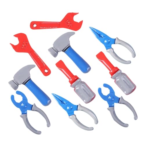 LRXIYODE 10 Stück Teiliges Miniatur Puppenhaus Werkzeugsatz mit Schraubenschlüssel Hammer und Schraubendreher Realistische Spielzeugwerkzeuge für Puppenhaus Zubehör und Kreative Dekoration von LRXIYODE