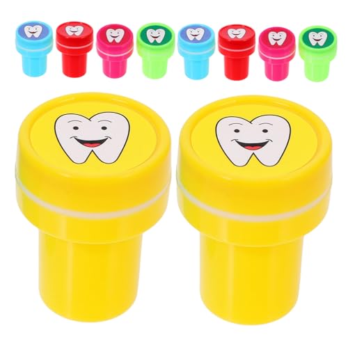 LRXIYODE 10 Stück Teiliges Stempelset Cartoon Zahn Selbstfärbende Stempel für Schulbelohnung und Motivation für Jungen und Mädchen von LRXIYODE