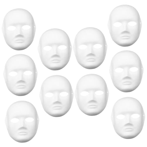 LRXIYODE 10 Stück Teiliges Weiße Bemalbare Papiermasken DIY Kostümparty Masken für Erwachsene und Vielseitige Masquerade Masken zum Bemalen und Dekorieren Langlebige Pappmaché für Karneval von LRXIYODE