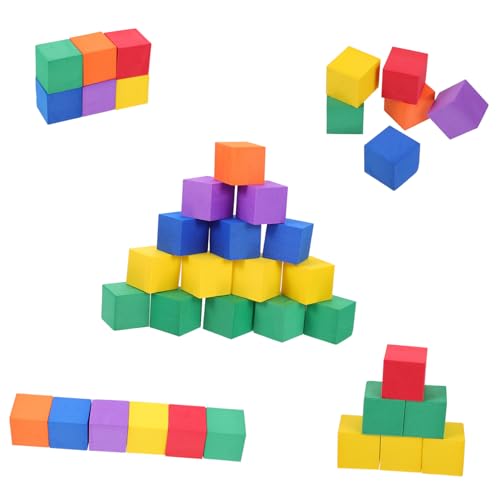 LRXIYODE 102 Stück Teiliges Geometrisches aus Farbigem Eva Kindersicherer Lernspielzeug Würfel mit Glatter Oberfläche Fördert Mathematikverständnis und Geometrische Formen für von LRXIYODE