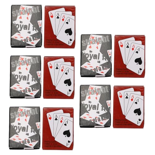 LRXIYODE 10er Schachtel Mini Pokerkarten Tragbar Party Favor Spielkarten aus Robustem Material für Reisen und Gesellschaftsspiele in Rot und Schwarz von LRXIYODE