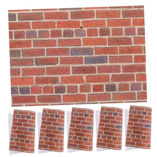 LRXIYODE 12 Blatt Puppenhaus Wandverkleidung Rote Mauer Tapete Miniatur Wanddekor Dünn Leicht Zuschneidbar Für Spielzeughaus Hintergrundgestaltung von LRXIYODE