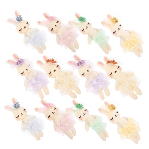 LRXIYODE 12 Stück Kaninchenpuppe Babypuppe Babyspielzeug Süße Plüschtiere Squishmellows Ballettmaus Kuscheltier Bio Kuscheltiere Hasenohrkorb Hasen Schlüsselanhänger Süßes von LRXIYODE