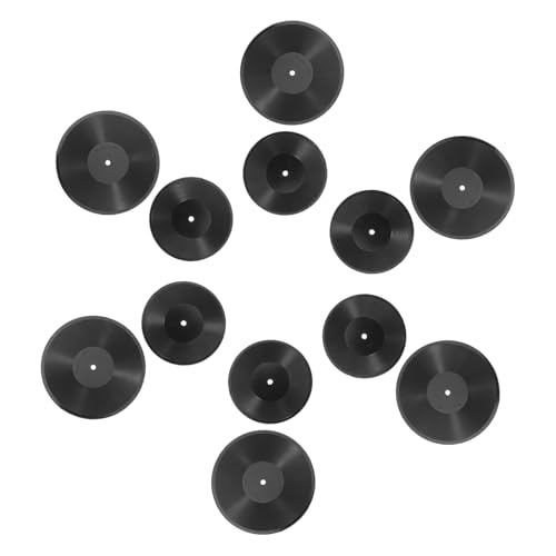 LRXIYODE 12 Stück Mini-Schallplatte Spielzeit Miniatur Mini- Liebenswert klein Ding Menschen sammlerstücke deko Zubehör für Phonographen Vintage Puppenhausmöbel Plastik Black von LRXIYODE