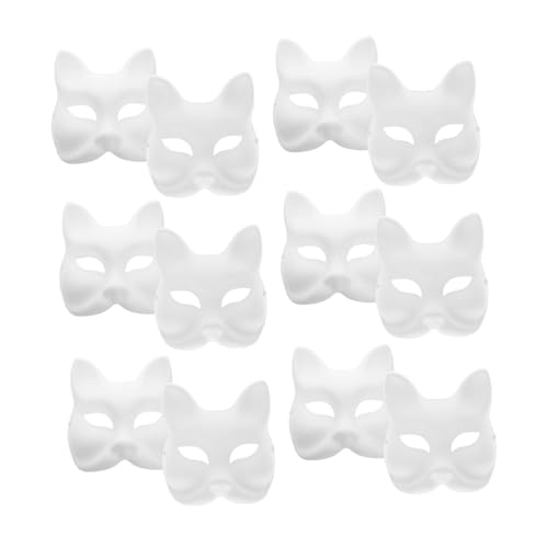LRXIYODE 12 Stück Teiliges DIY Bemalbare Papiermasken Katzen und Fuchsdesign Leichte Blanko Masken für Erwachsene Kreative Maskenball Karneval Party von LRXIYODE