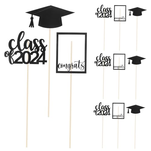 LRXIYODE 12 Stück Teiliges Graduation Cake Picks Schwarze Vase Stecker mit Congrats Class Of Akademischem Hut Dekorative Graduation Centerpiece Sticks für Abschlussfeier Torten Deko LRXIYODE 12 Stück Teiliges Graduation Cake Picks Schwarze Vase Stecker mit Congrats Class Of Akademischem Hut Dekorative Graduation Centerpiece Sticks für Abschlussfeier Torten Deko von LRXIYODE