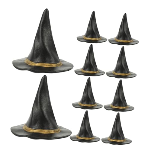 LRXIYODE 12 Stück Teiliges Mini Hexenhüte Deko Schwarz für Halloween Party Basteln DIY Mikro Landschaft Puppenhaus Zubehör Festliche Tischdekoration von LRXIYODE
