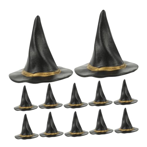 LRXIYODE 12 Stück Teiliges Mini Hexenhut Dekorationen Schwarze Puppenhaus Hüte Halloween Party Mitgebsel und Kleine Geschenkideen für Bastelarbeiten und Festdekoration von LRXIYODE