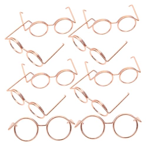 LRXIYODE 12 Stück Teiliges Mini Metall Puppenbrillen ohne Gläser Langlebige Bruchsichere Runde Rahmen Roségold Geeignet für Puppen und Bastelarbeiten Vielseitiges Zubehör für von LRXIYODE