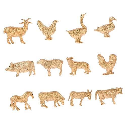 LRXIYODE 12 Stück Teiliges Miniatur Bauernhoftier aus Kunststoff Realistische Mini Tierfiguren für Lernspielzeug und Dekoration Robuste Farbenfrohe Farmtier Modelle für Spiel und Bildung von LRXIYODE