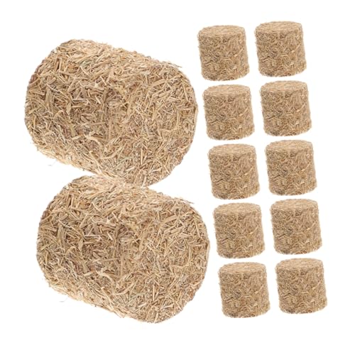 LRXIYODE 12 Stück Teiliges Miniatur Strohballen Realistische Mini Heuballen Dekorative Gartenfigur DIY Zubehör für Puppenhaus Mini Garten und Fotografie Requisiten von LRXIYODE
