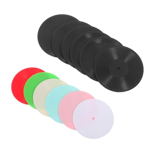 LRXIYODE 12 Stück Teiliges Miniatur-schallplatten Puppenhaus mit Schwarzen und Einfarbigen Modellen Realistisch Gestaltete Vinyl-Dekoration Detailreiche Retro-Accessoires für von LRXIYODE