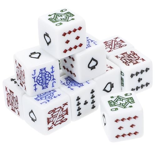 LRXIYODE 12 Stück Teiliges Pokerwürfel Set Weiß aus Acryl Verschleißfestes Spielzubehör mit Lustigen Chips für Party und Spielversorgung Leicht und Tragbar für Holdem und Kartenspiele von LRXIYODE
