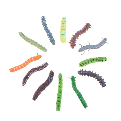 LRXIYODE 12 Stück Teiliges Realistische Raupen aus Hochwertigem Material Lebensecht Gestaltete Fake Insekten für Halloween Aprilscherz und Partyspaß als Witzige Requisiten Zufällige Farbe von LRXIYODE