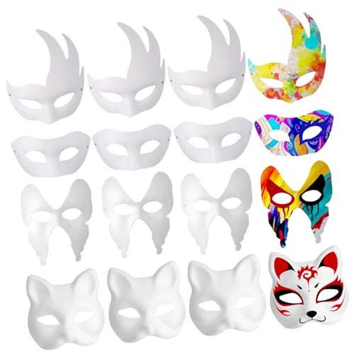 LRXIYODE 12 Stück Teiliges Weiße Papier Masken zum Bemalen Stabile Leichte Masquerade Masken mit Feinen Details für Halloween Kostümparty Cosplay und Kreative Bastelaktivitäten LRXIYODE 12 Stück Teiliges Weiße Papier Masken zum Bemalen Stabile Leichte Masquerade Masken mit Feinen Details für Halloween Kostümparty Cosplay und Kreative Bastelaktivitäten von LRXIYODE