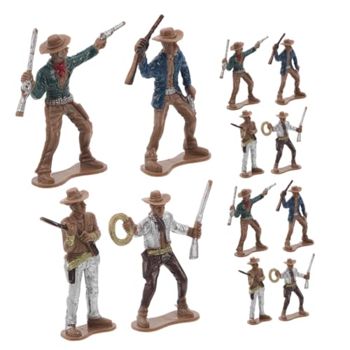LRXIYODE 12 Stück Teiliges Western Cowboy Figuren aus Langlebigem Kunststoff Bunte Spielzeugfiguren für Cowboy Party Dekorationen Amerikanische Western Deko und Sammlerstücke von LRXIYODE