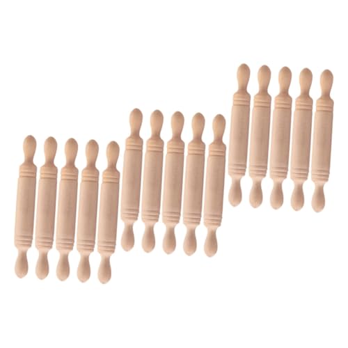 LRXIYODE 15 Stück Teiliges Mini Holz Nudelholz Realistische Puppenhaus Küchenrolle mit Abgerundeten Kanten Pädagogisches Rollenspielzubehör für Junge Mädchen Fördert Kreativität und von LRXIYODE