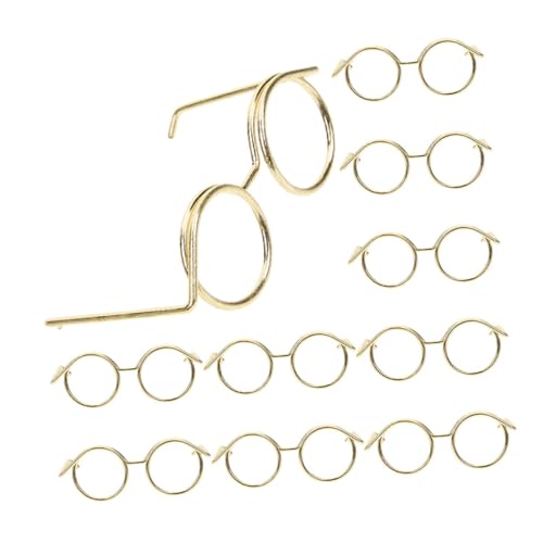 LRXIYODE 15 Stück Teiliges Mini Puppenbrillen Metallrahmen Runde Brillen ohne Gläser Puppenaccessoires für Kostüm Verkleidung Zubehör für Rollenspiele von LRXIYODE