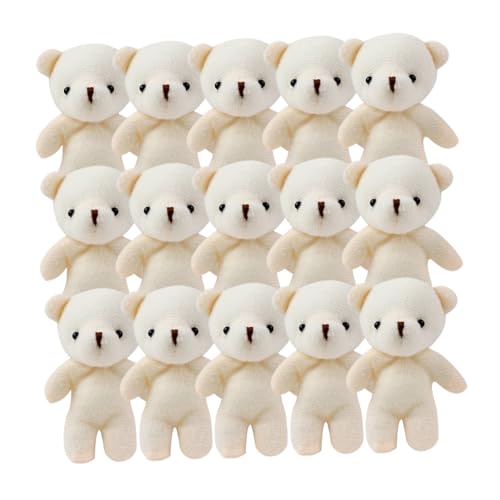 LRXIYODE 15 Stück Teiliges Niedliche Bärenanhänger Plüsch Schlüsselanhänger Mini Bärenpuppe Taschenanhänger Cartoon Bär Dekoration für Rucksack Auto Hochzeit Geburtstag von LRXIYODE